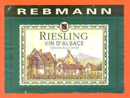 étiquette Vin D'alsace Riesling Rebmann - 75cl - Riesling