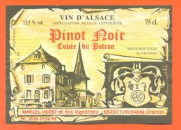 étiquette + Collerette Vin D'alsace Pinot Noir Cuvée Du Patron 1999 Hurst à Turckheim - 75cl - Gewürztraminer
