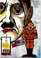 CPM Hergé Tintin Satirique Caricature Tirage Limité 30 Exemplaires Numérotés Signés Charlie Hebdo Hitler - Comicfiguren