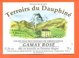 Etiquette Vin De Savoie Gamay Rosé Terroirs Du Dauphiné Magne à Chapareillan - 75 Cl - Vino Rosado