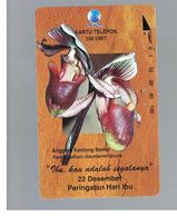 INDONESIA - TELKOM  - FLOWERS: ORCHID, PAPHIOPEDILUM, MOTER'S DAY - USED - RIF. 10377 - Fleurs