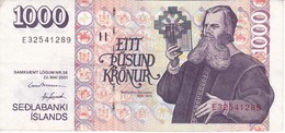 BILLETE DE ISLANDIA DE 1000 KRONUR DEL AÑO 2001   (BANKNOTE) - IJsland