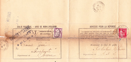 Taxe 37 Et Paix 283  Sur Avis De Colis Postal De Chalon-sur-Saône à Longpont (Aisne) (1934) - 1859-1959 Brieven & Documenten