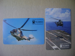 2 TELEPHONE CARDS OF HELICOPTERS (BRAZIL) - Avions