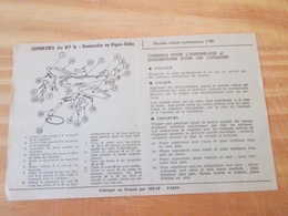 Rare : NOTICE DE MONTAGE Années 60 Pour Maquette Plastique SITAP : JUNKERS JU 87B - Airplanes