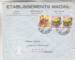 Congo Belge - Lettre De 1952 ° - Oblit Léopoldville - Fleurs - - Brieven En Documenten