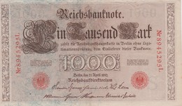 ALLEMAGNE 1910 REICHSBANKNOTE  1000 MARK - 1.000 Mark