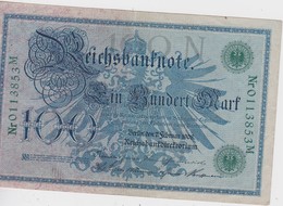 ALLEMAGNE 1908 REICHSBANKNOTE  100 MARK - 100 Mark