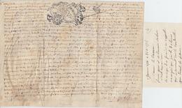 DOC 1710 - Parchemin Manuscrit (173 X 233) Avec Estampille Illust. "La Fortune Déroulant Banderolle" Lorraine Et Barrois - ....-1700: Precursors