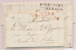 LAC 2 MP BORDEAUX Dt 1 Du 1er JANV 1817 Et 1823 (en Rouge) - TB - 1801-1848: Precursores XIX