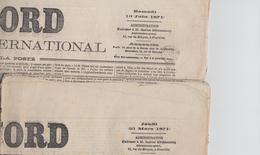 JOURN N°681, 683 - BELG à QUIVRAIN - S/2 Journaux "LE NORD" + 1 Journal Sans Cachet - Pér. 1871 - B/TB - 1801-1848: Précurseurs XIX