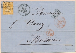 LAC N°1197 - Suisse 1 St Louis - 16/2/65 (Rge) + 7 A.E.D Rge - Pr Mulhouse - TB - 1801-1848: Précurseurs XIX