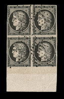 O N°3 - 20c Noir S/jaune - Bloc De 4 - BDF - Obl. Étoile - 2 Ex Filet Effleuré - Sinon Bel Aspect - 1849-1850 Ceres