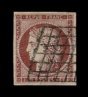 O N°6 - 1F Carmin Foncé - Obl. Grille - TB - 1849-1850 Ceres