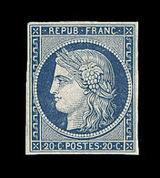 (*) N°8 - 20c Bleu Foncé - Signé Calves - TB - 1849-1850 Cérès