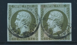 O N°11 - 1c Olive - Paire - TB - 1853-1860 Napoléon III.