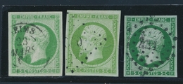 O N°12, 12a, 12b = 3 Belles Nuances - TB - 1853-1860 Napoleon III