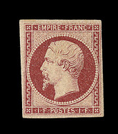 ** N°18 - 1F Carmin - Signé Calves - TB - 1853-1860 Napoléon III