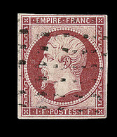 O N°18 - 1F Carmin - Obl. Grille Sans Fin - Signé - TB - 1853-1860 Napoléon III