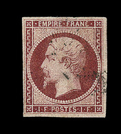 O N°18 - 1F Carmin - Signé Brun - TB - 1853-1860 Napoleon III