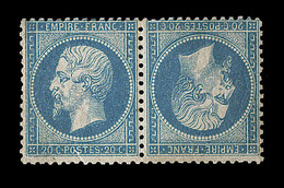 ** N°22b - 20c Bleu - Paire - Tête Bêche - Signé Cérès - TB - 1862 Napoléon III