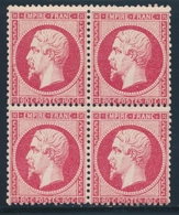 **/* N°24 - 80c Rose - Bloc De 4 - 2 Ex * - TB - 1862 Napoléon III.