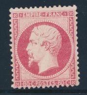 (*) N°24 - 80c Rose - Signé Bühler - TB - 1862 Napoléon III.