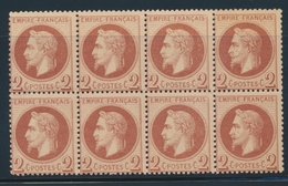 ** N°26 - 2c Rouge Brun - Bloc De 8 - TB - 1863-1870 Napoleon III Gelauwerd