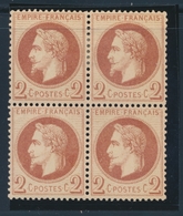 **/* N°26 - Bloc De 4 - 2 Ex ** - TB - 1863-1870 Napoleone III Con Gli Allori