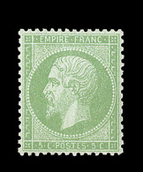 ** N°35 - 5c Vert  Pâle S/bleu - Signé Roumet - TB - 1863-1870 Napoléon III Con Laureles