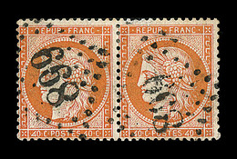 O N°38f - 40c Orange - Paire De 4 Retouchés - Obl. GC 899 - 1 Ex Défx - L'autre TB - 1870 Beleg Van Parijs