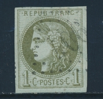 O N°39B - 1c Olive - R2 - Signé Calves - TB - 1870 Bordeaux Printing