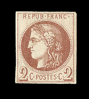 ** N°40Af - 2c Chocolat Clair - R1 - Impression Fine De Tours - Certif. Calves - TB - 1870 Uitgave Van Bordeaux