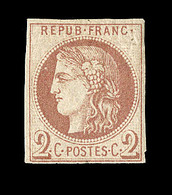 * N°40Af - 2c Brun Rouge - Impression Fine De Tours - Obl. Légère - Certif. Calves - TB - 1870 Uitgave Van Bordeaux