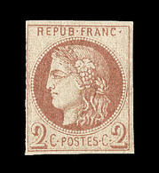 ** N°40Af - 2c Chocolat Clair - R1 - Impression Fine De Tours - Signé Calves - B - 1870 Bordeaux Printing