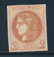 * N°40B - 2c Brun Rouge - Signé Calves - TB - 1870 Ausgabe Bordeaux