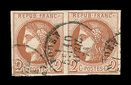 O N°40B - 2c Brun Rouge - Paire - R2 - TB - 1870 Bordeaux Printing