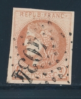 O N°40B - 2c Brun Rouge - R2 - Obl. GC 4034 - Signé Brun - TB - 1870 Emissione Di Bordeaux