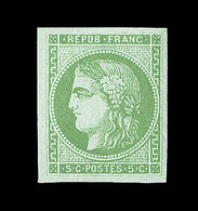 * N°42B - 5c Vert Jaune - R2 - Signé Roumet - TB - 1870 Bordeaux Printing