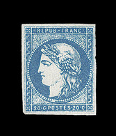 (*) N°44A - 20c Bleu - Report 1 - Signé Calves + Certificat - TB - 1870 Bordeaux Printing