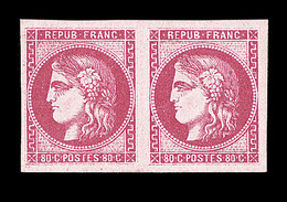 ** N°49 - 80c Rose - Paire - TB - 1870 Bordeaux Printing