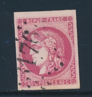 O N°49 - 80c Rose - Obl. GC 1176 - TB/SUP - 1870 Bordeaux Printing