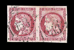 O N°49f - 80c Rose - Paire Dt 1 Ex 88 Au Lieu De 80 - Rare - Certif. Calves - Léger Clair - 1870 Emission De Bordeaux