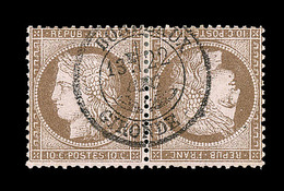 O N°58c - 10c Brun S/rose - Tête Bêche - Belle Oblit. BORDEAUX - 1871-1875 Cérès