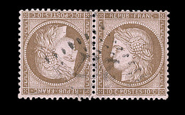 O N°58c - 10c Brun S/rose - Tête Bêche - Obl. GC 247 - Infime éraflure Au Recto - Sinon TB - 1871-1875 Ceres