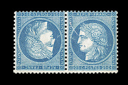 * N°60Ab - 25c Bleu - Type I - Paire - Tête Bêche - Signé Calves - TB - 1871-1875 Cérès