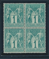 ** N°61 - 1c Vert - Bloc De 4 - Signé JF Brun - TB - 1876-1878 Sage (Typ I)