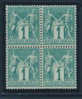 ** N°61 - 1c Vert - Bloc De 4 - Signé JF Brun - TB - 1876-1878 Sage (Type I)