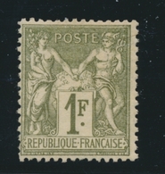 * N°72 - 1F Olive - TB - 1876-1878 Sage (Type I)