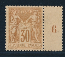 * N°80 - 30c Brun Jaune + Mill. 6 - TB - 1876-1878 Sage (Type I)